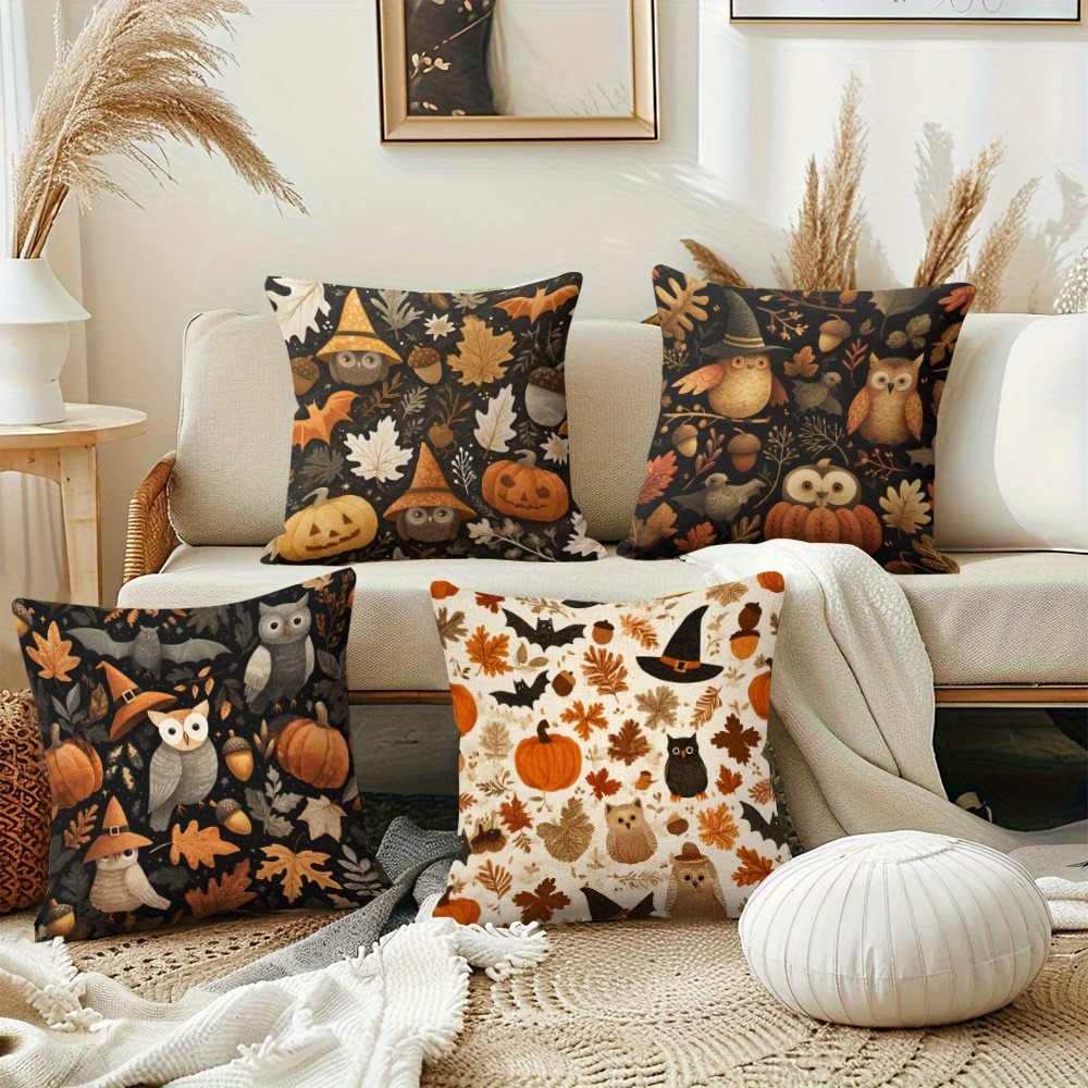 Your Home Textiles - Kısa peluş malzemeden yastık kılıfıBaykuşlar, Balkabakları,