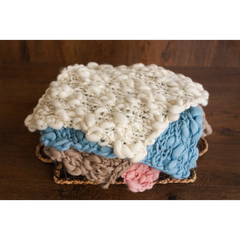 Throw Blanket Chunky Knit - Kalın Örgü Merinos Bebek Battaniyesi -