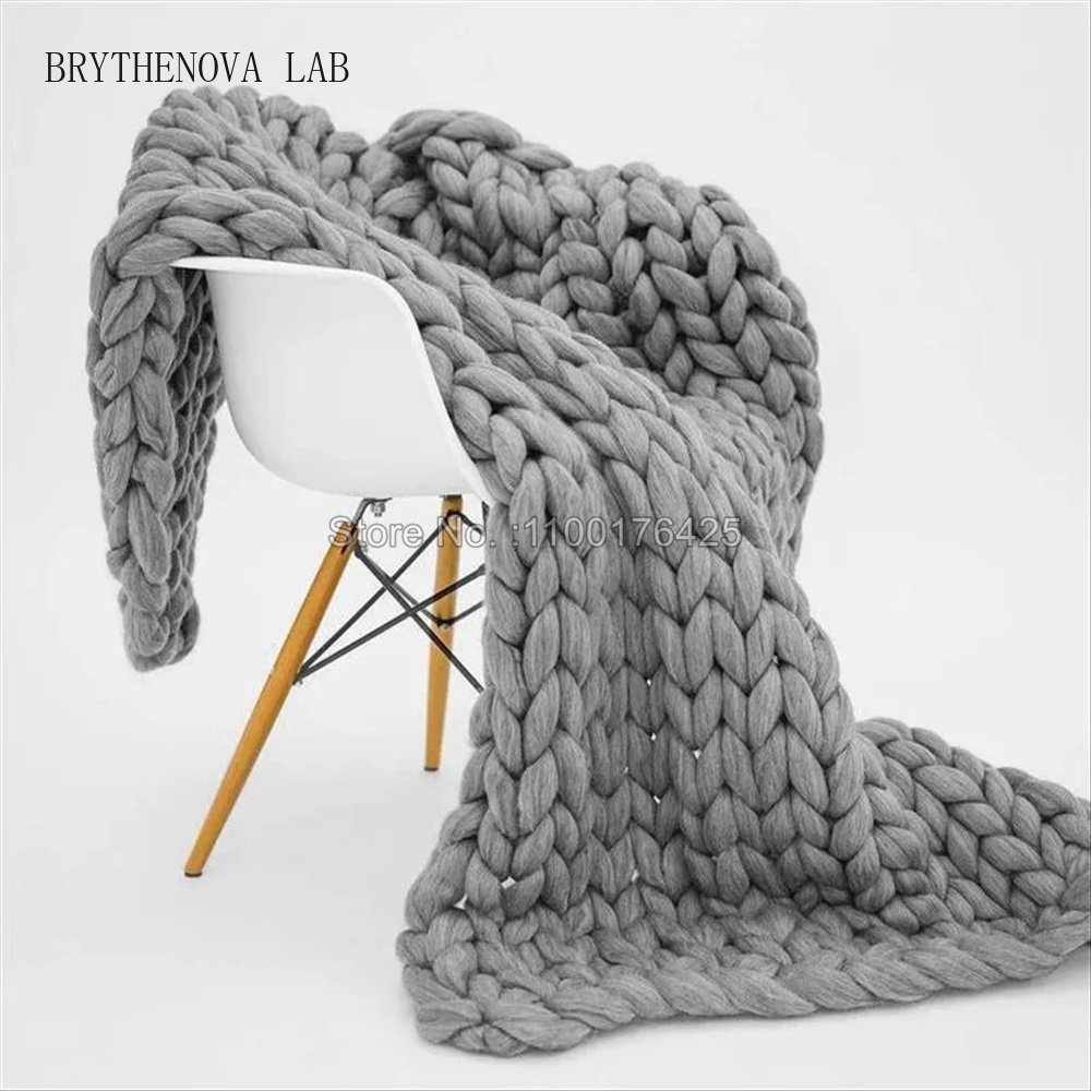 Throw Blanket Chunky Knit - Gri Yumuşak Örme Battaniye Kışlık Kalın