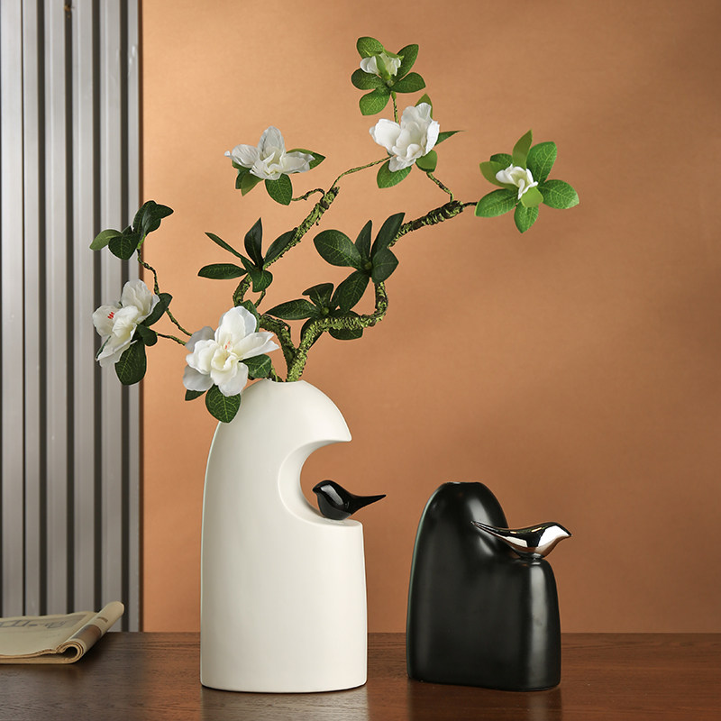 Xt Home Textiles - Modern Seramik Vazo Kuş Heykeli ile