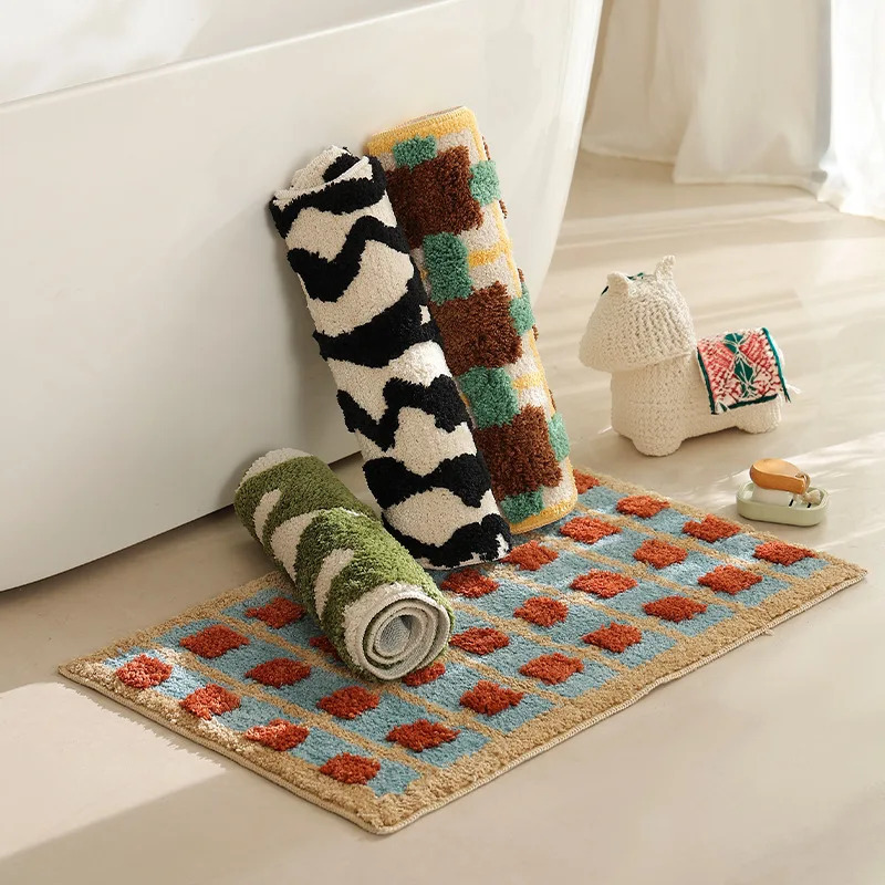 Home Textiles Plaid - VIKAMA Ekose Zemin Paspası, Kaymaz Banyo