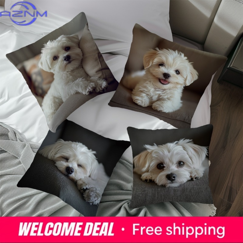 Home Textiles Photos - Malta Köpeği Fotoğraf Baskılı Yastık Kılıfları,