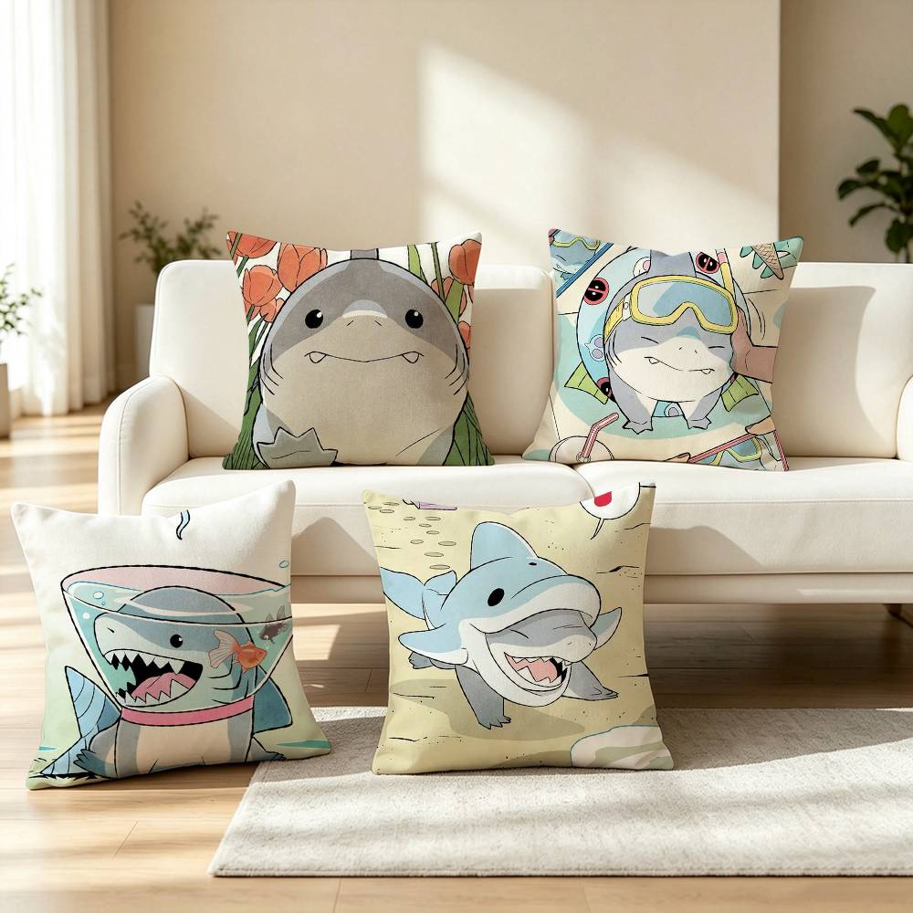 Home Landing Textiles - Sevimli Jeff Kara Köpekbalığı Yastık Kılıfı