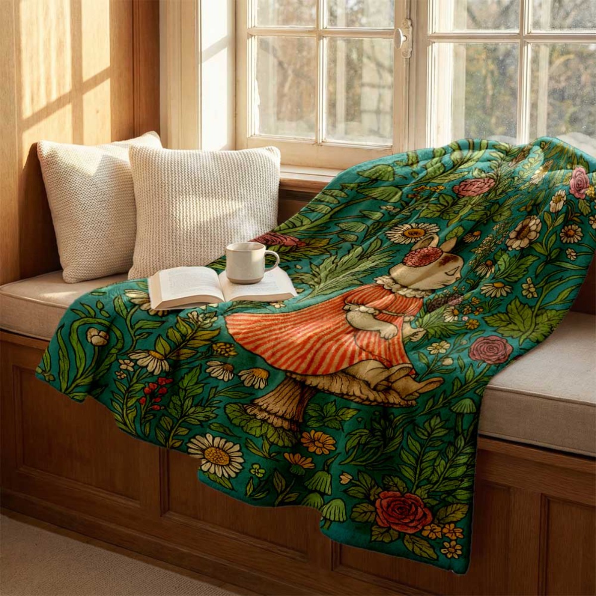 Kaprisli Çiçekli Tavşan Desenl - Throw Blanket Chunky Knit incelemesi ve fiyatı